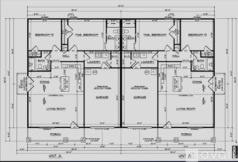 A detailed black and white architectural floor plan for a residential building.