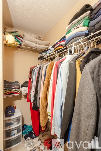 A closet full of clothes and shoes.