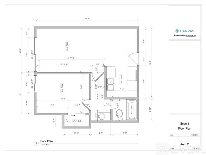 A detailed floor plan for a house layout with measurements and room names.
