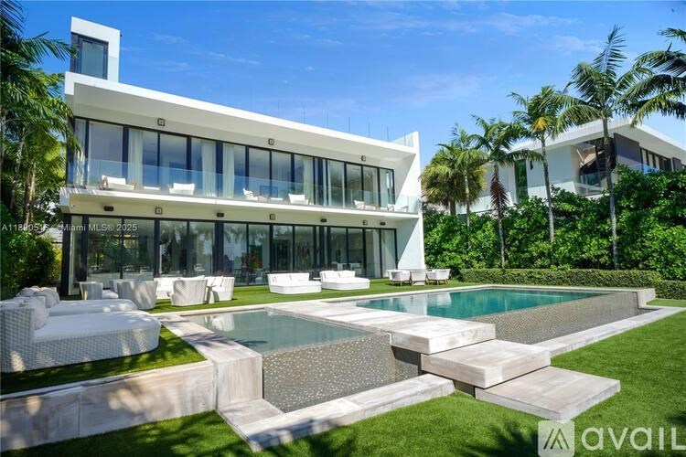 A modern house with a pool in the backyard.