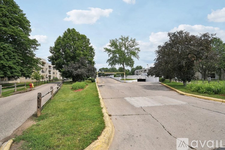 A street view with a yellow line on the road.