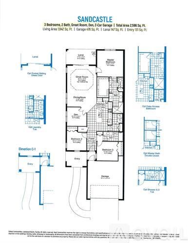 A floor plan for a property named SANDOCASTLE is displayed.