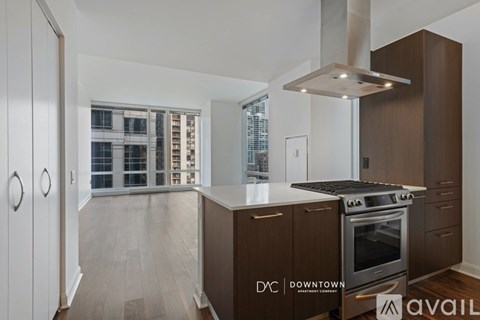 A kitchen with a stove and oven in a modern style.