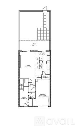 A floor plan of a house with a garage and a loft.