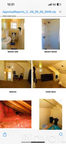 A series of images showing different rooms including a bathroom, bedroom, and family room.