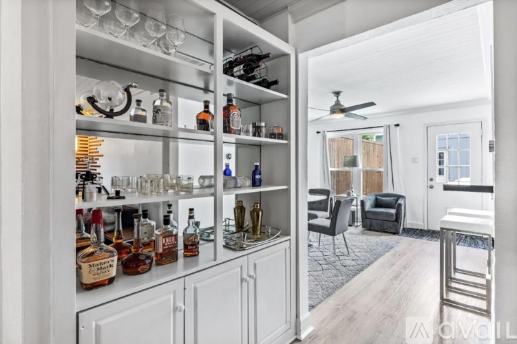 A well-stocked bar in a modern home.