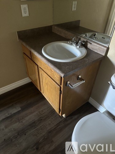 A bathroom with a sink and a toilet.