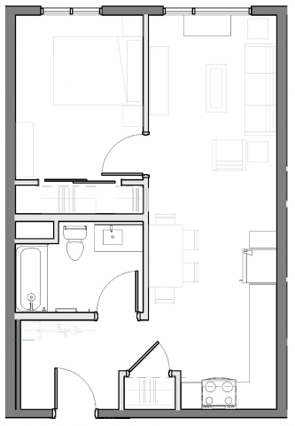 1 Bedroom 1 Bath Plan C