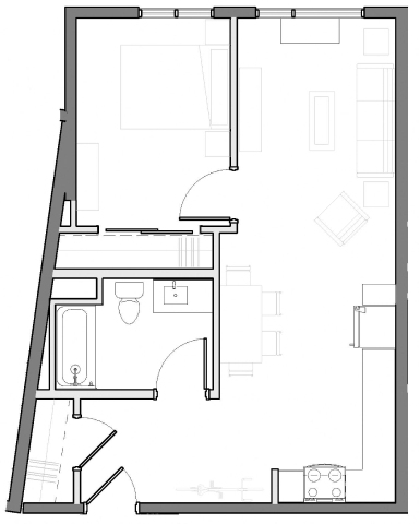 1 Bedroom 1 Bath Plan D