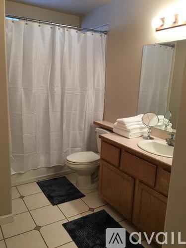A bathroom with a toilet, sink, and shower curtain.