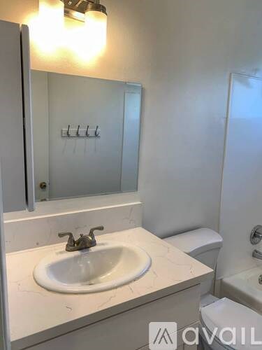 A white bathroom sink with a mirror above it.