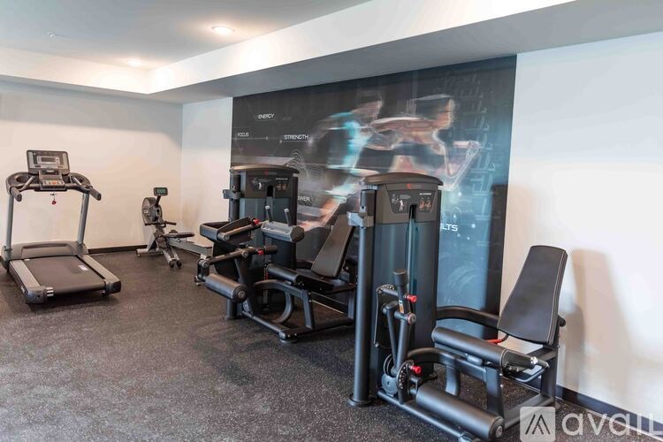 A gym with treadmills, elliptical machines, and other exercise equipment.
