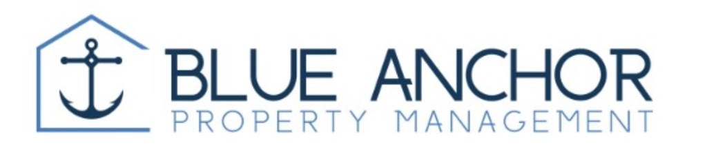 A logo for Blue Anchor Property Management featuring a house and anchor.