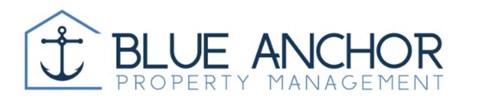 A logo for Blue Anchor Property Management featuring a house and anchor.