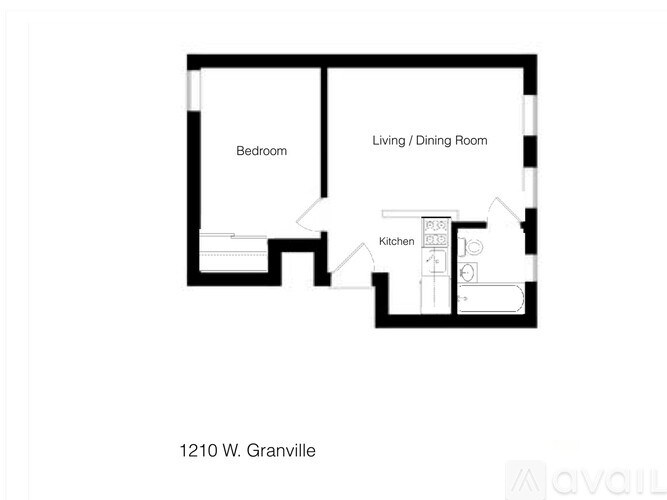 A floor plan of an apartment at 1210 W. Granville.