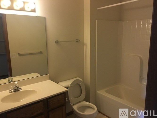 A bathroom with a toilet, sink, and shower.