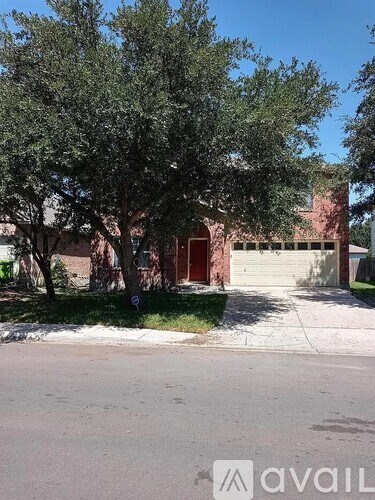 A tree is in front of a red building.