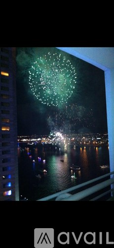 A firework display over a body of water.
