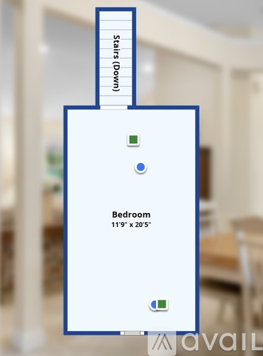 A blueprint of a room with a bedroom labeled on it.