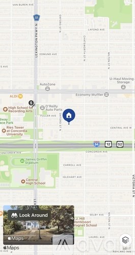 A map shows a section of Concordia with a blue pin marking a specific location.