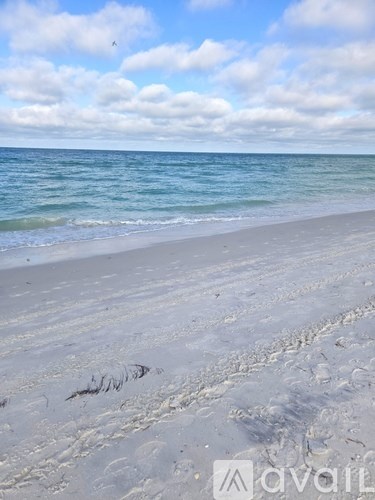 A beach with footprints leading to the water.