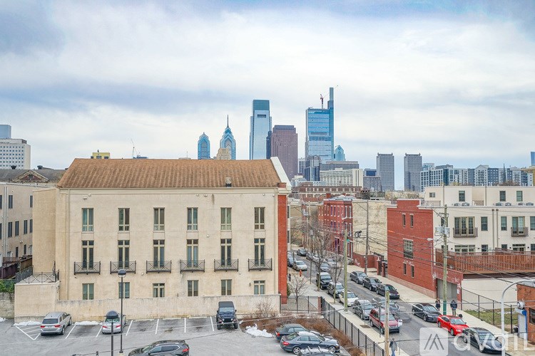 A cityscape with a mix of old and new buildings.