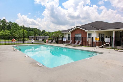 A swimming pool in a residential area.