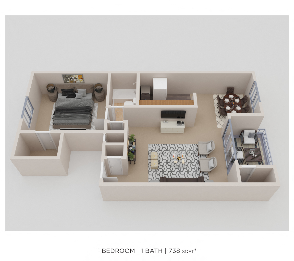 One Bedroom- 738 sqft