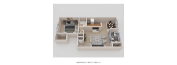 One Bedroom- 788 sqft
