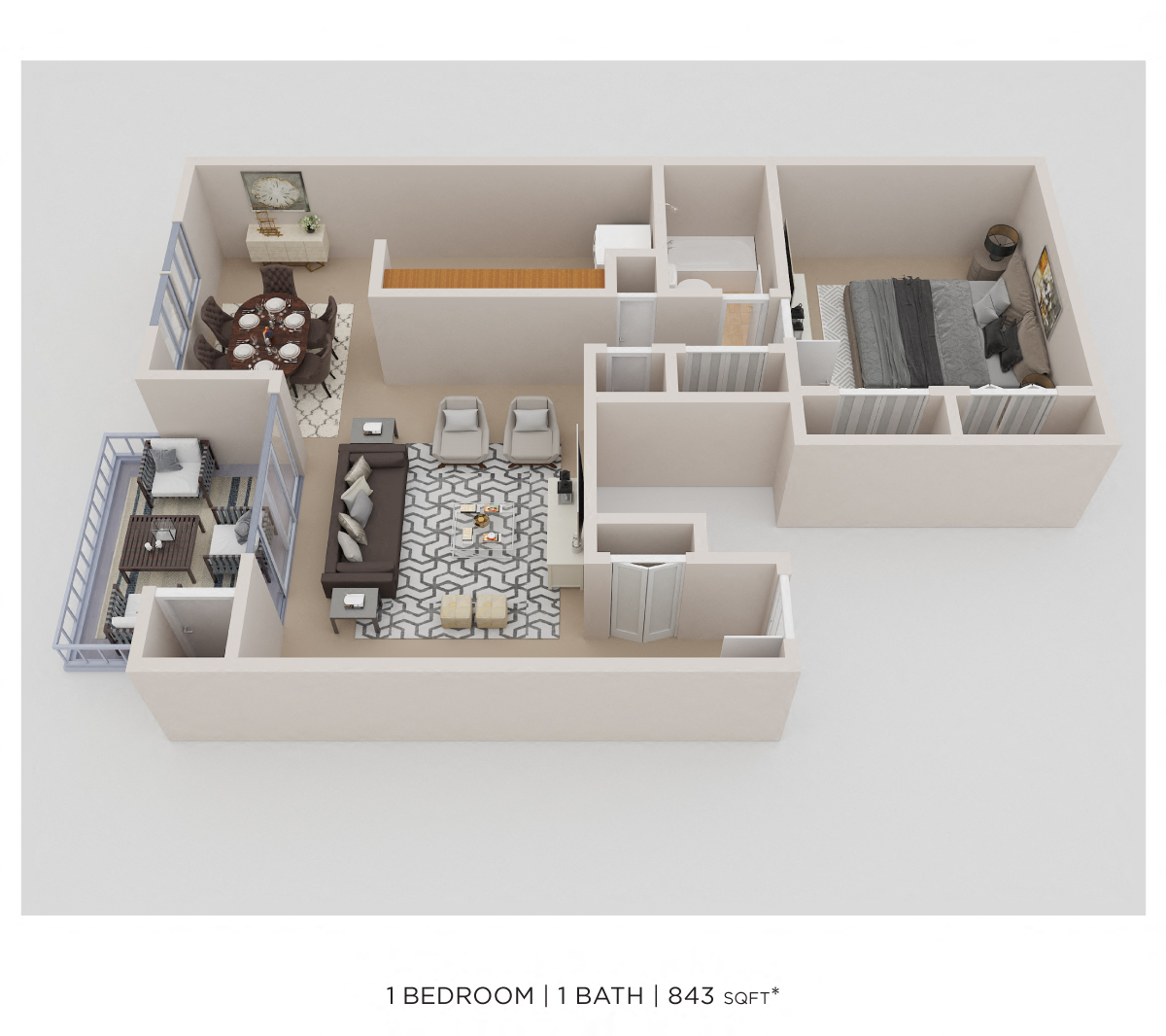 One Bedroom-843 sqft