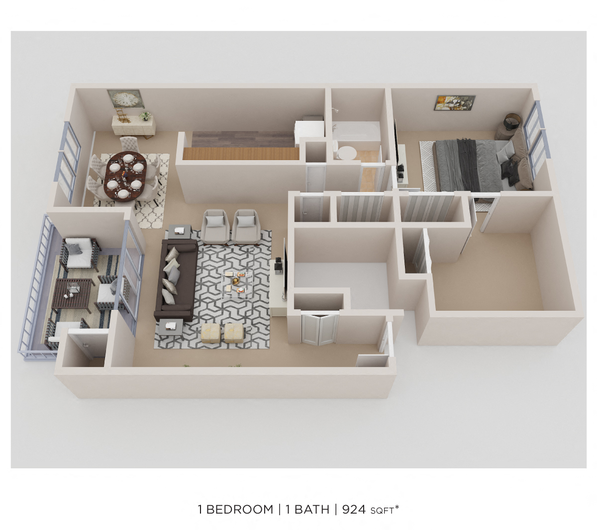 One Bedroom- 924 sqft