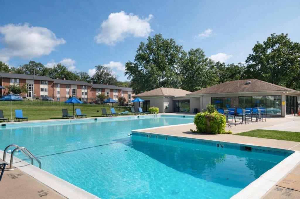 the swimming pool at the apartments for rent
