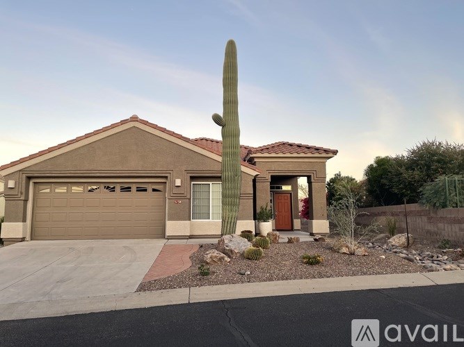 A house with a cactus in front of it.