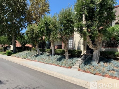 A tree in front of a house is in focus.