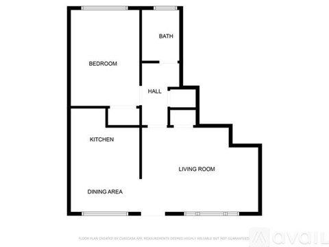 A black and white image of a floor plan for an apartment.