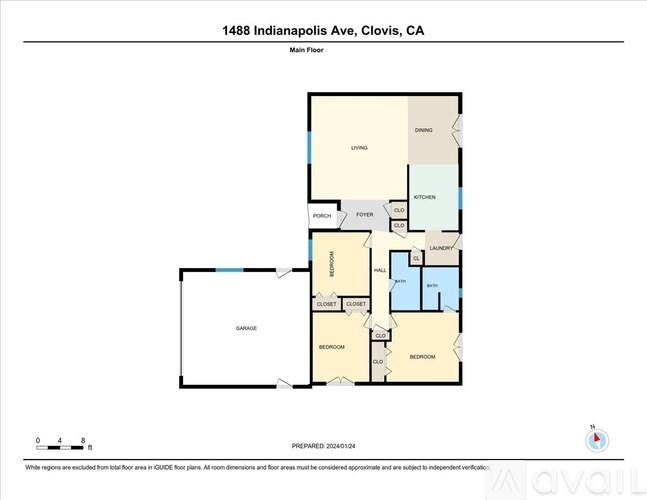 A floor plan for 1488 Indianapolis Ave, Clovis, CA is displayed.