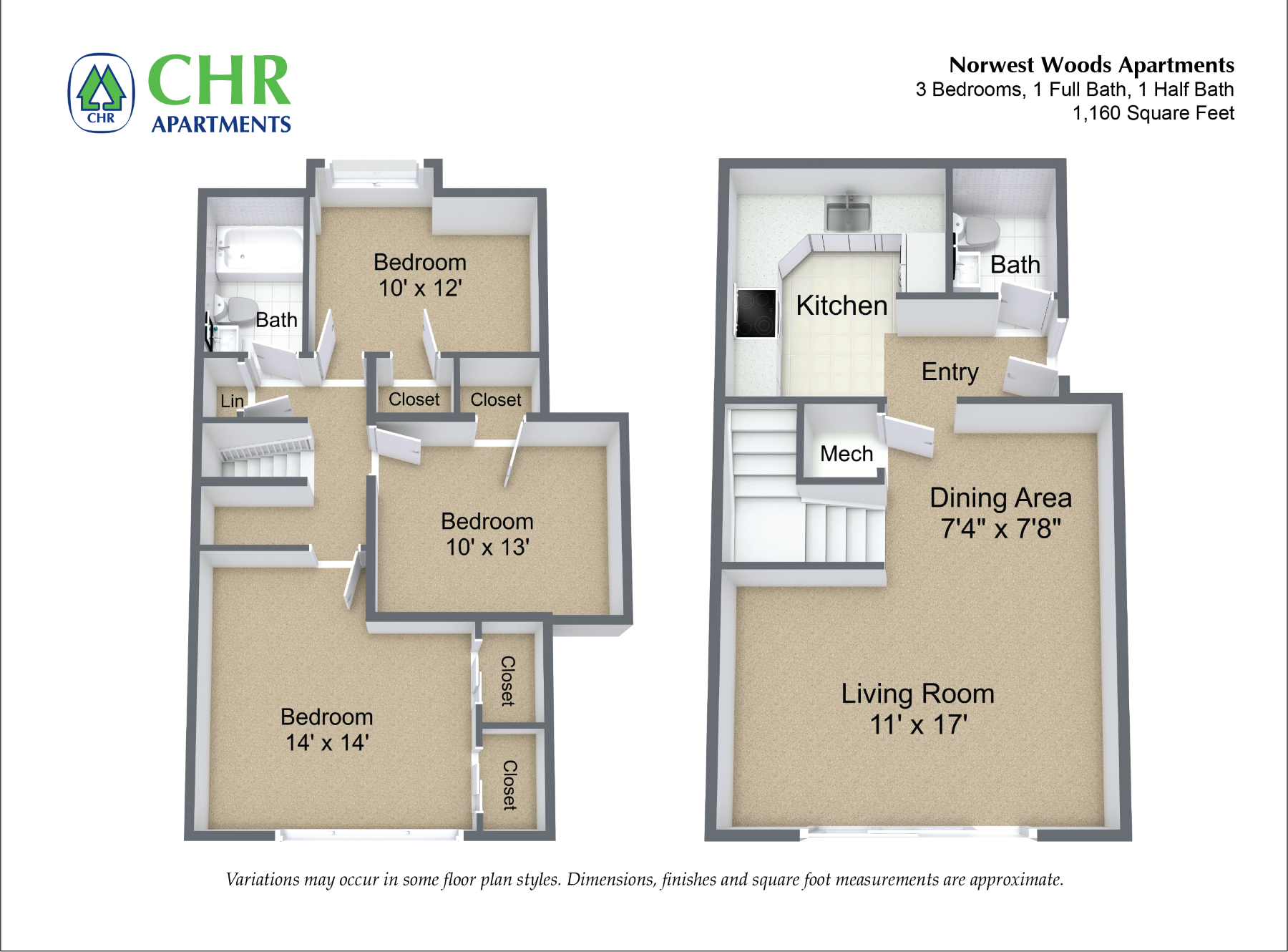 3 Bedroom - Townhome