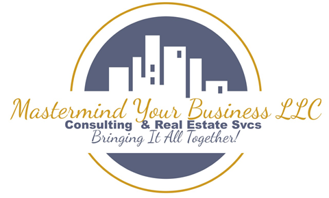 A logo for Mastermind Your Business LLC featuring a city skyline silhouette.