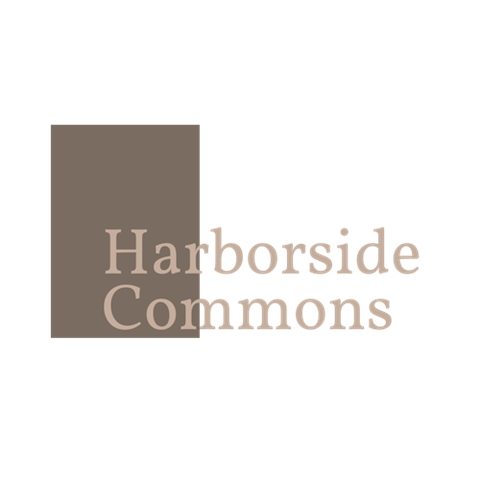 A logo with the text "Harborside Commons" in a serif font.