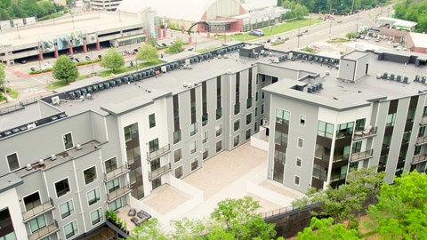 A large building with a lot of windows and balconies.