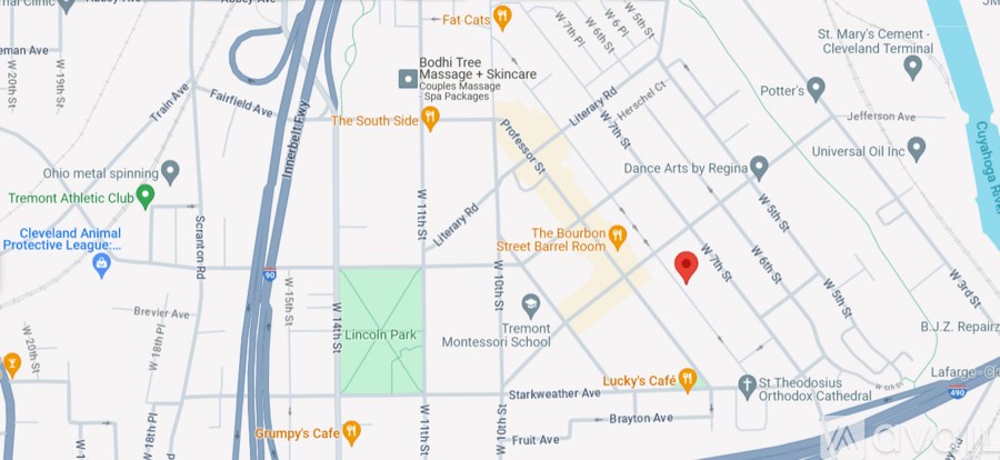 A map with various locations marked, such as "St. Mary's Cemetery" and "The Bushnell".