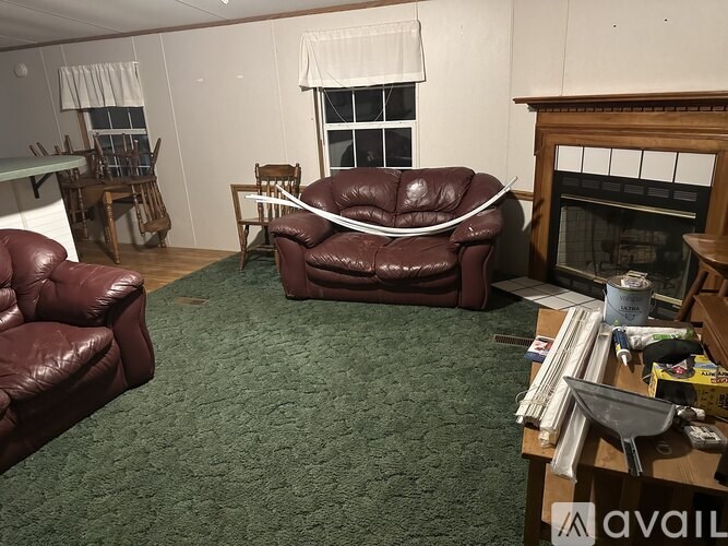 A living room with a fireplace and a couch.