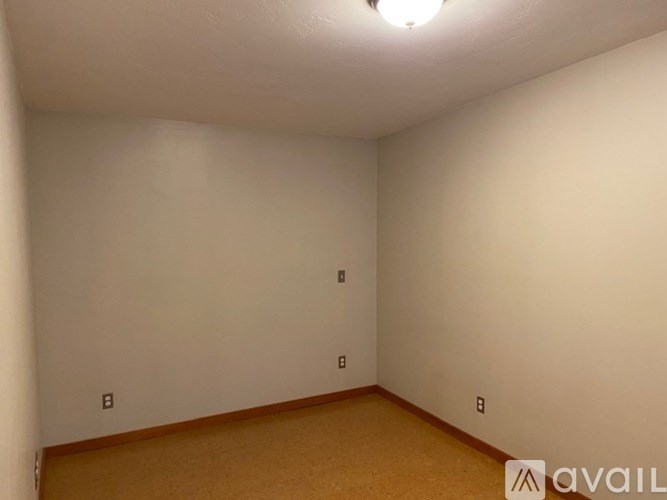 A room with a light on the ceiling and a wooden floor.