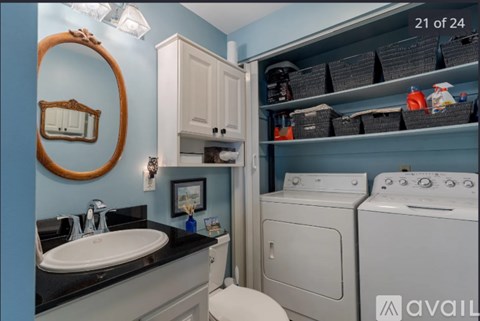 A bathroom with a white sink and a white washing machine.