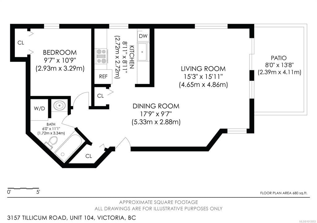 A floor plan for a unit at 3157 Tilley Street, Victoria, BC is shown.
