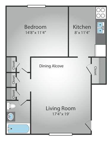 1 Bedroom - 1 Bath, Large