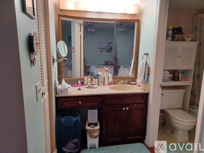 A bathroom with a sink, mirror, and toilet.
