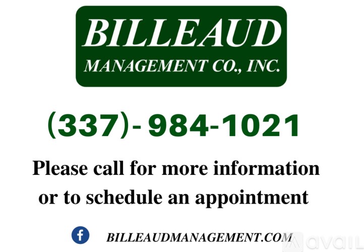 A green and white business card for Billeaud Management Co., Inc.