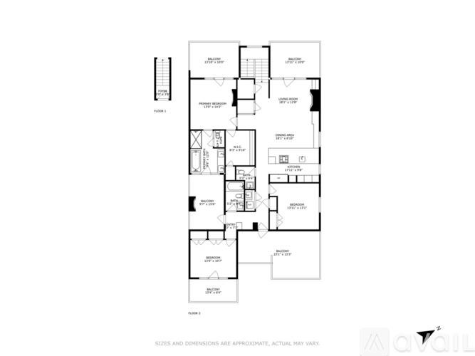 A floor plan of a house with a living room, two bedrooms, a bathroom, and a kitchen.