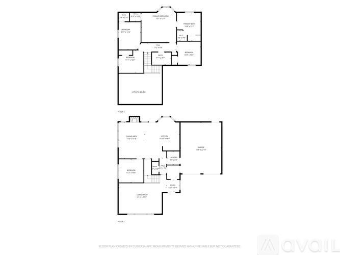 A floor plan of a house with two bedrooms and a living room.